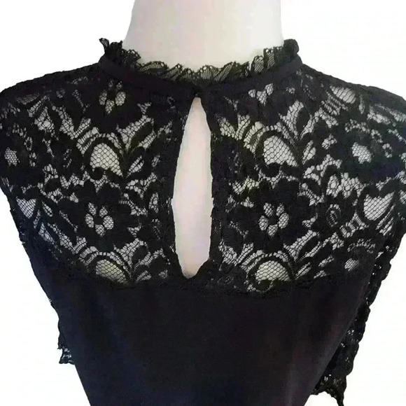 Zara Basic Dress Lace Detail Mini Shift Black Medium Chic Party Cocktail Sexy - Picture 5 of 11